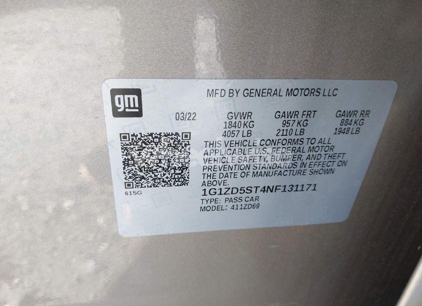 Photo 9 of 2022 Chevrolet Malibu FWD LT (VIN 1G1ZD5ST4NF131171)