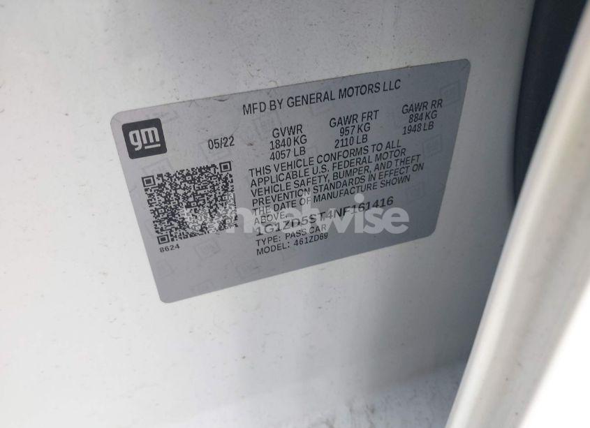 Photo 9 of 2022 Chevrolet Malibu FWD LT (VIN 1G1ZD5ST4NF161416)