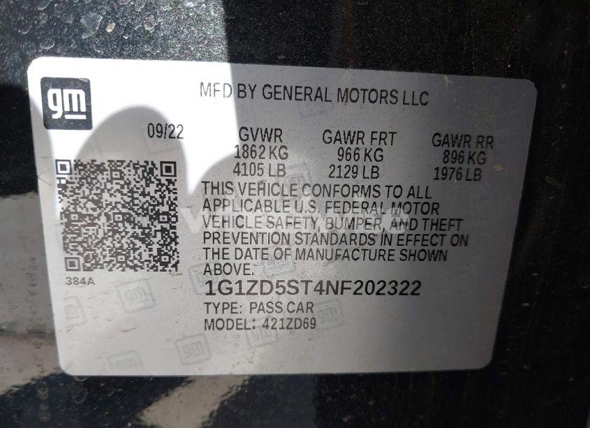 Photo 9 of 2022 Chevrolet Malibu FWD LT (VIN 1G1ZD5ST4NF202322)