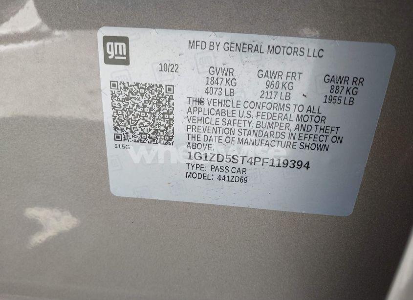 Photo 9 of 2023 Chevrolet Malibu FWD 1LT (VIN 1G1ZD5ST4PF119394)