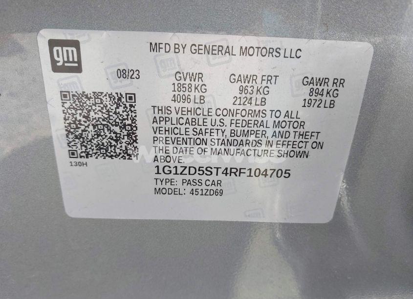 Photo 9 of 2024 Chevrolet Malibu FWD 1LT (VIN 1G1ZD5ST4RF104705)