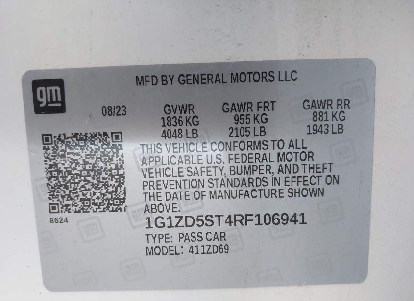 Photo 9 of 2024 Chevrolet Malibu FWD 1LT (VIN 1G1ZD5ST4RF106941)