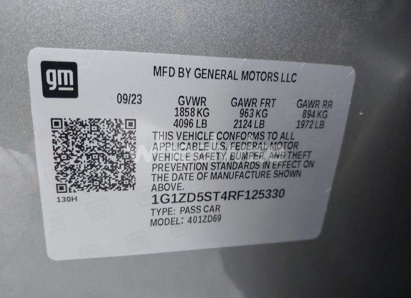 Photo 9 of 2024 Chevrolet Malibu FWD 1LT (VIN 1G1ZD5ST4RF125330)