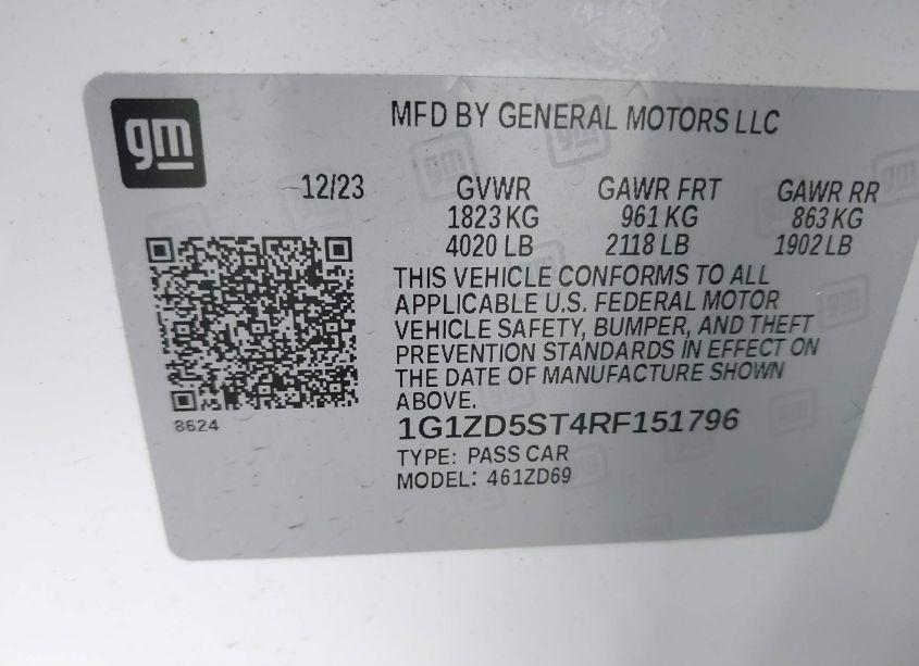 Photo 9 of 2024 Chevrolet Malibu FWD 1LT (VIN 1G1ZD5ST4RF151796)