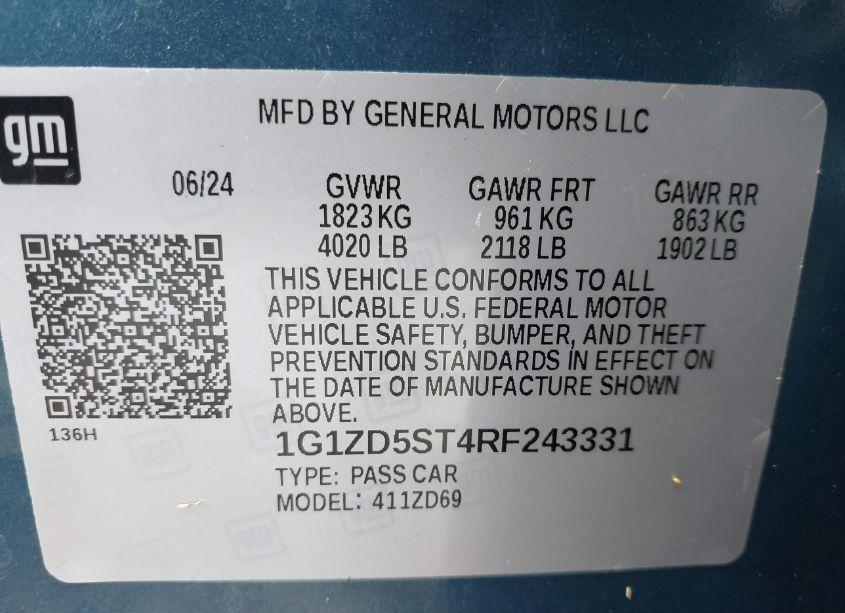 Photo 9 of 2024 Chevrolet Malibu FWD 1LT (VIN 1G1ZD5ST4RF243331)