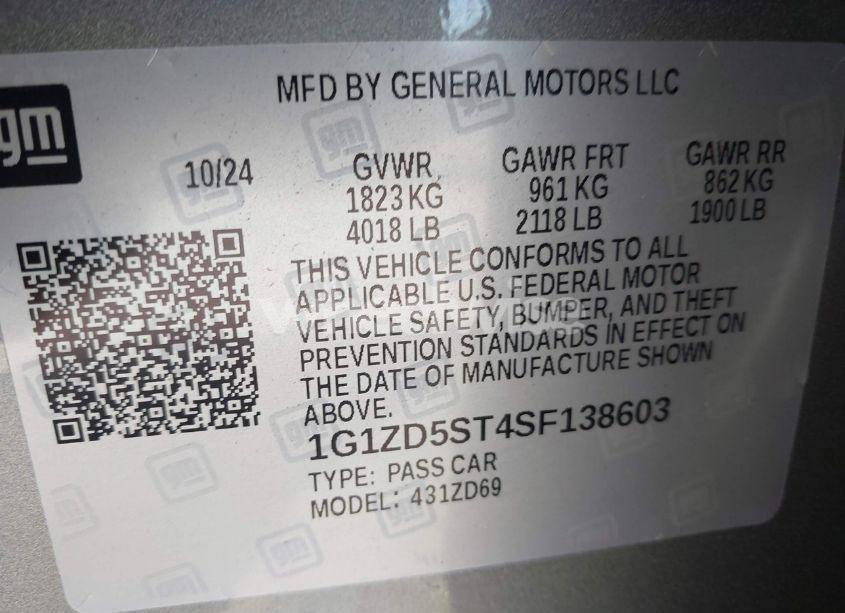 Photo 9 of 2025 Chevrolet Malibu FWD 1LT (VIN 1G1ZD5ST4SF138603)