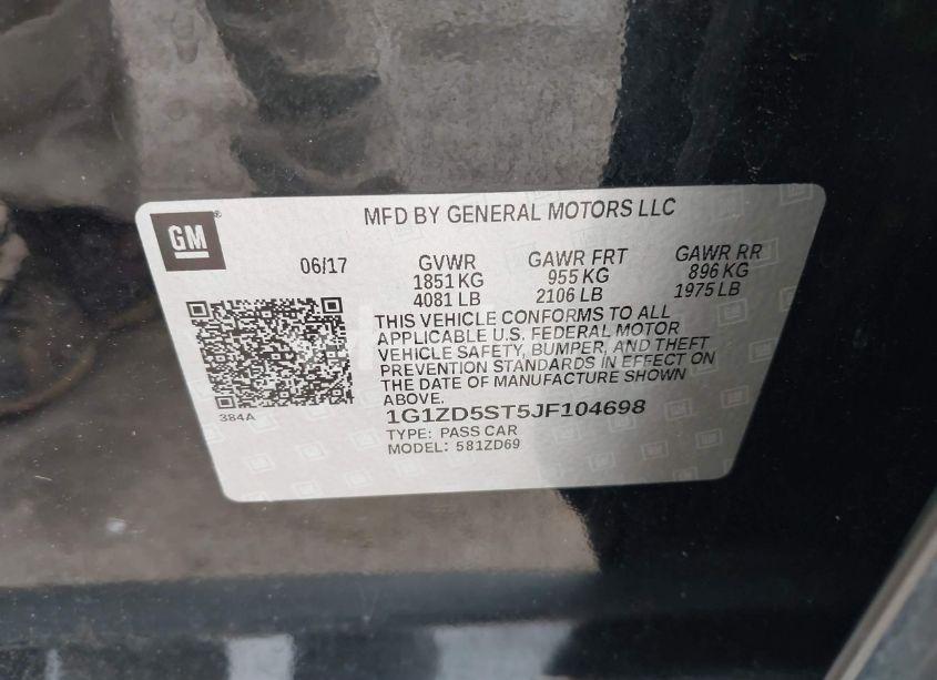 Photo 9 of 2018 Chevrolet Malibu LT (VIN 1G1ZD5ST5JF104698)