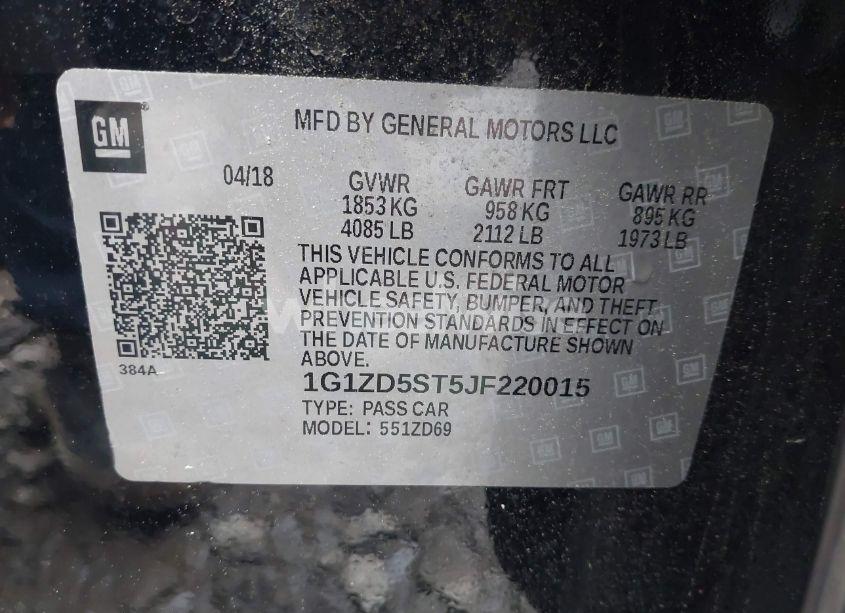 Photo 9 of 2018 Chevrolet Malibu LT (VIN 1G1ZD5ST5JF220015)