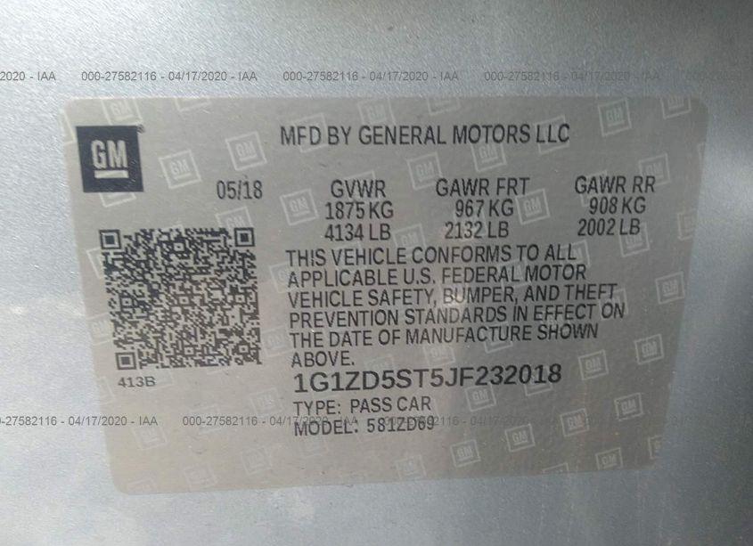 Photo 9 of 2018 Chevrolet Malibu LT (VIN 1G1ZD5ST5JF232018)