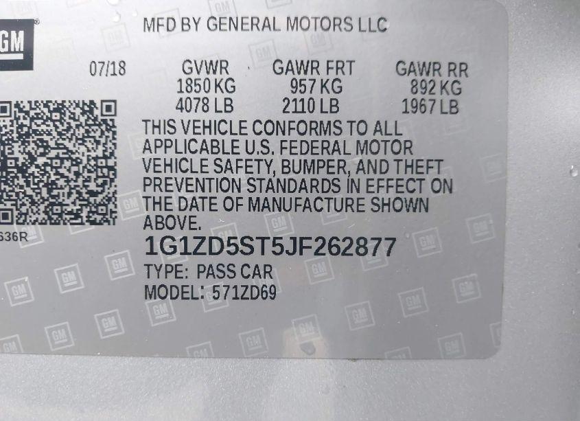 Photo 9 of 2018 Chevrolet Malibu LT (VIN 1G1ZD5ST5JF262877)