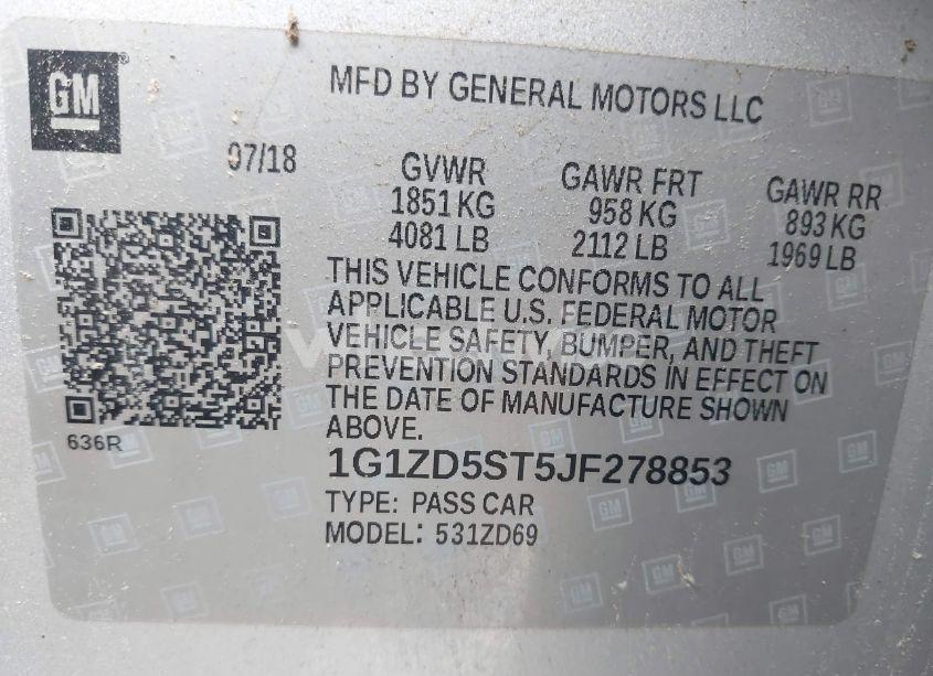 Photo 9 of 2018 Chevrolet Malibu LT (VIN 1G1ZD5ST5JF278853)