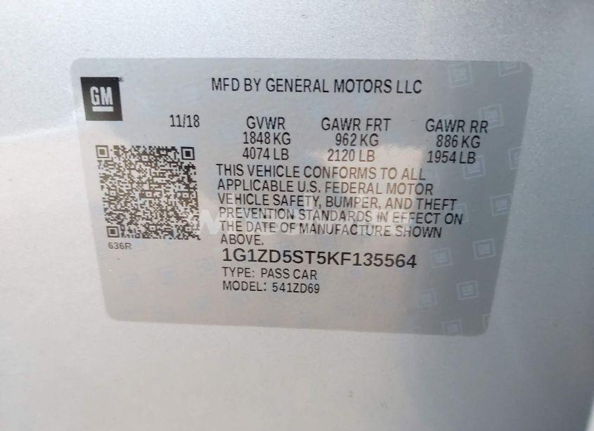 Photo 9 of 2019 Chevrolet Malibu LT (VIN 1G1ZD5ST5KF135564)