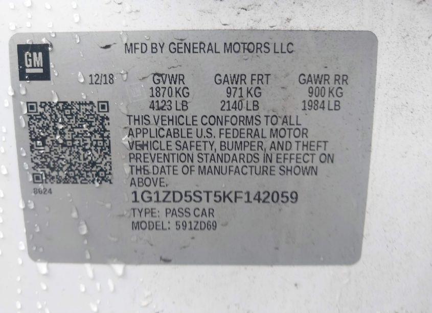 Photo 9 of 2019 Chevrolet Malibu LT (VIN 1G1ZD5ST5KF142059)