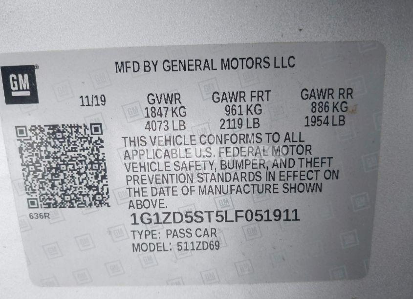 Photo 9 of 2020 Chevrolet Malibu FWD LT (VIN 1G1ZD5ST5LF051911)