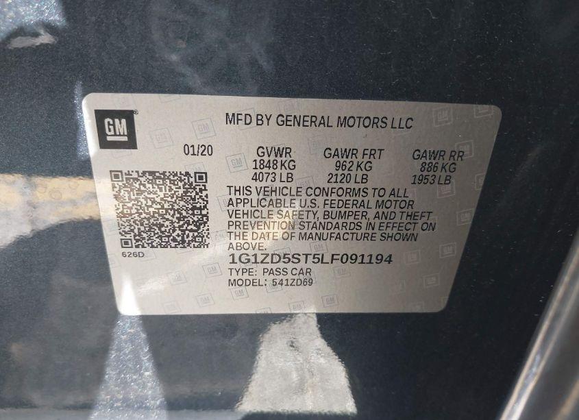 Photo 9 of 2020 Chevrolet Malibu FWD LT (VIN 1G1ZD5ST5LF091194)