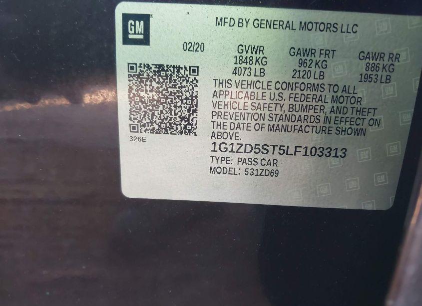 Photo 9 of 2020 Chevrolet Malibu FWD LT (VIN 1G1ZD5ST5LF103313)