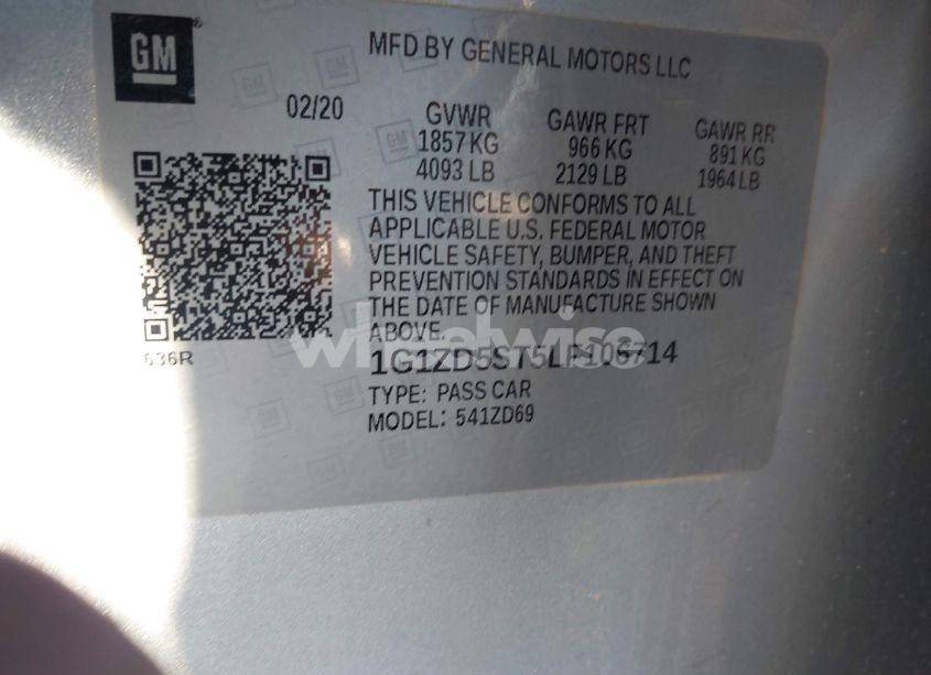 Photo 9 of 2020 Chevrolet Malibu FWD LT (VIN 1G1ZD5ST5LF106714)