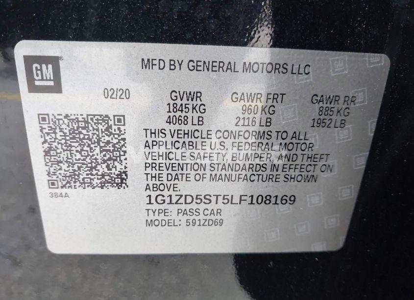 Photo 9 of 2020 Chevrolet Malibu FWD LT (VIN 1G1ZD5ST5LF108169)