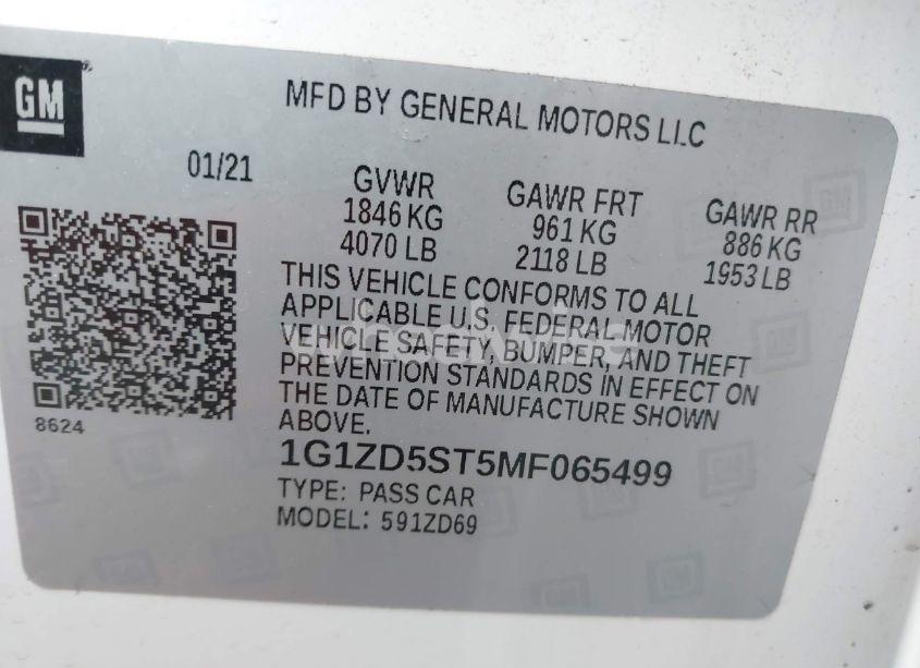 Photo 9 of 2021 Chevrolet Malibu FWD LT (VIN 1G1ZD5ST5MF065499)