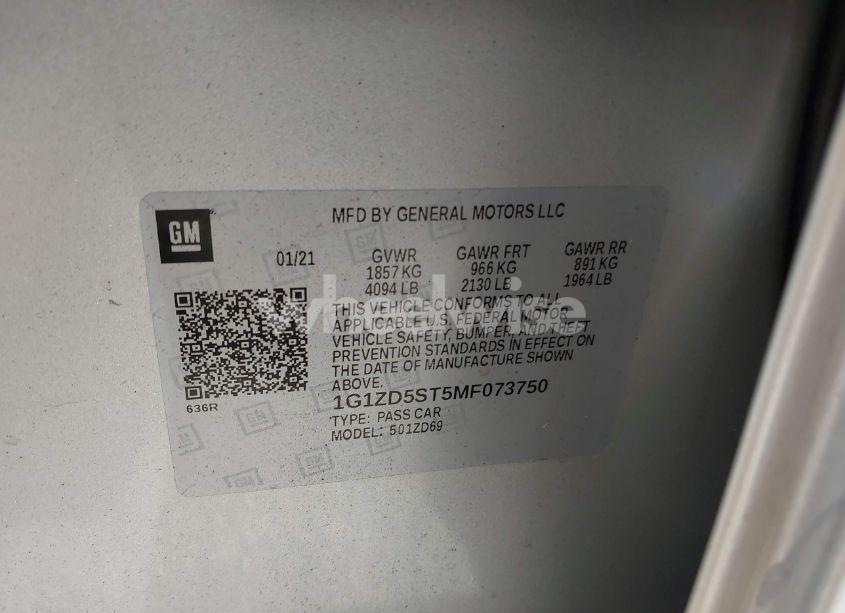 Photo 9 of 2021 Chevrolet Malibu FWD LT (VIN 1G1ZD5ST5MF073750)