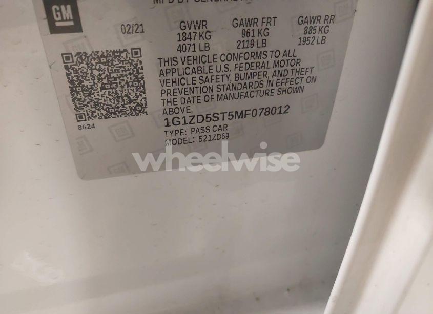 Photo 9 of 2021 Chevrolet Malibu FWD LT (VIN 1G1ZD5ST5MF078012)