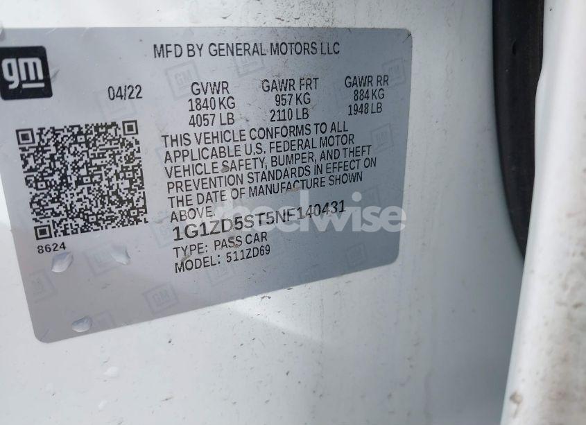 Photo 9 of 2022 Chevrolet Malibu FWD LT (VIN 1G1ZD5ST5NF140431)