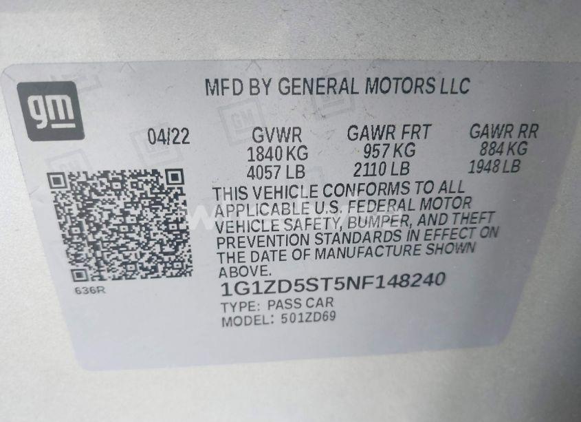 Photo 9 of 2022 Chevrolet Malibu FWD LT (VIN 1G1ZD5ST5NF148240)