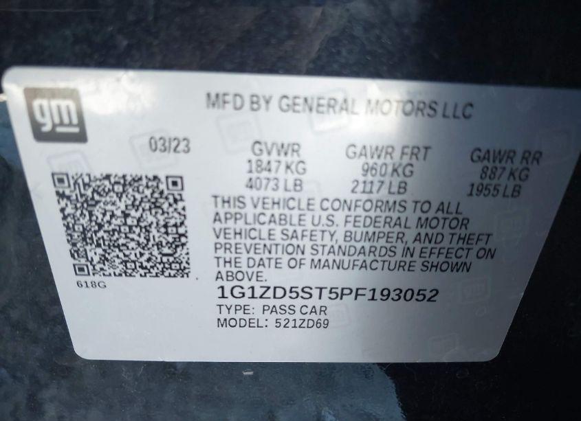Photo 9 of 2023 Chevrolet Malibu FWD 1LT (VIN 1G1ZD5ST5PF193052)