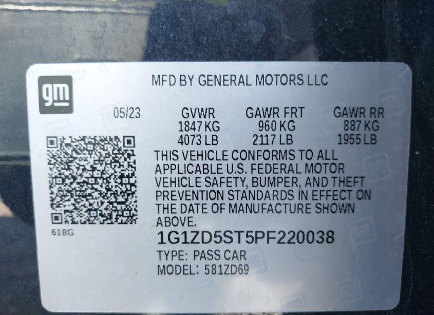Photo 9 of 2023 Chevrolet Malibu FWD 1LT (VIN 1G1ZD5ST5PF220038)