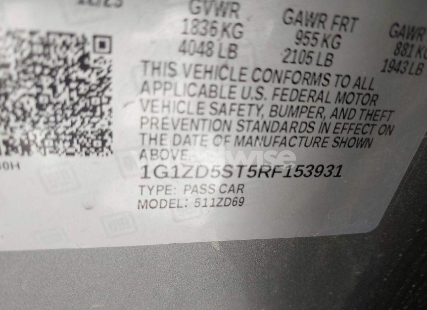 Photo 9 of 2024 Chevrolet Malibu FWD 1LT (VIN 1G1ZD5ST5RF153931)