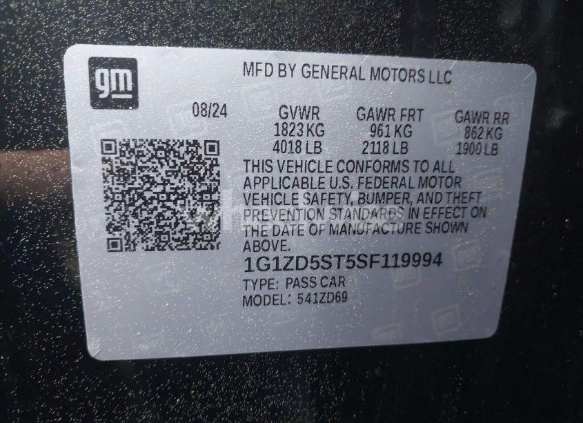 Photo 9 of 2025 Chevrolet Malibu FWD 1LT (VIN 1G1ZD5ST5SF119994)