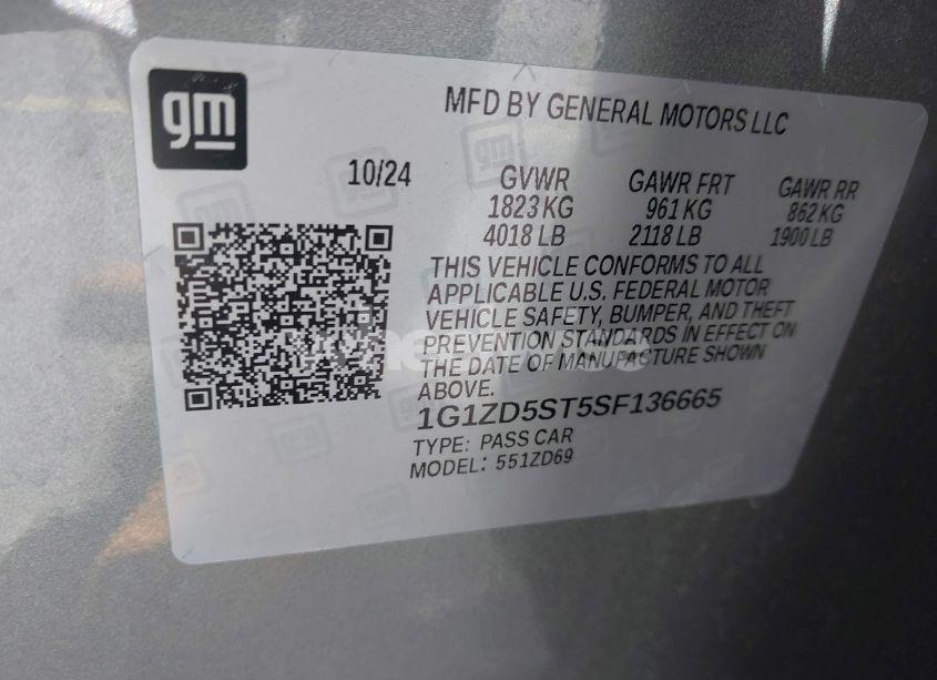 Photo 9 of 2025 Chevrolet Malibu FWD 1LT (VIN 1G1ZD5ST5SF136665)