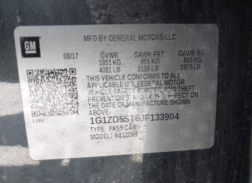 Photo 9 of 2018 Chevrolet Malibu LT (VIN 1G1ZD5ST6JF133904)