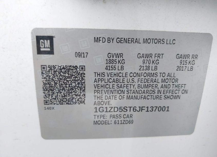 Photo 9 of 2018 Chevrolet Malibu LT (VIN 1G1ZD5ST6JF137001)