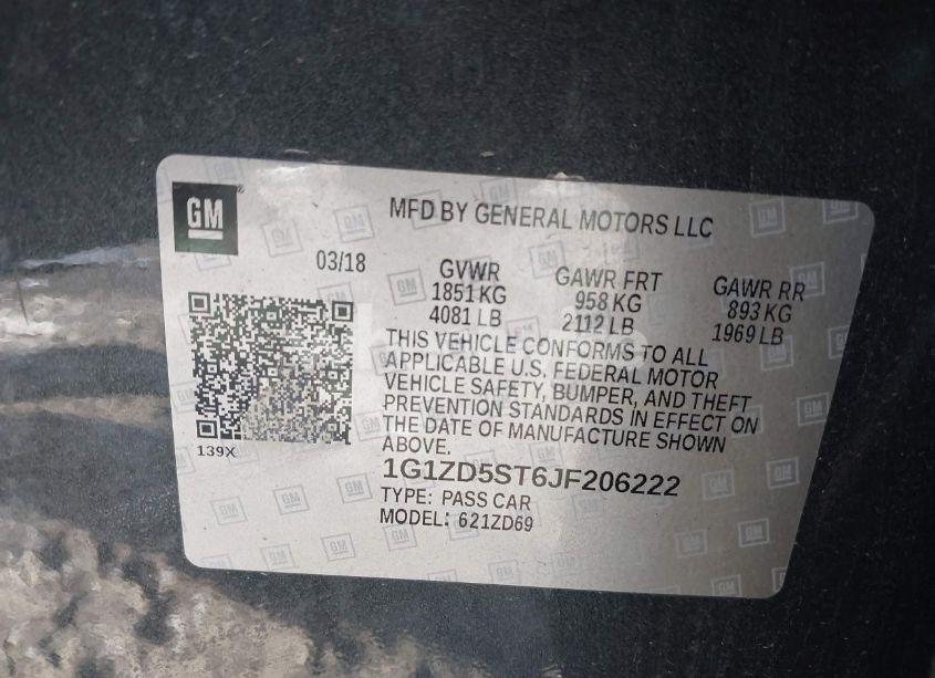 Photo 9 of 2018 Chevrolet Malibu LT (VIN 1G1ZD5ST6JF206222)