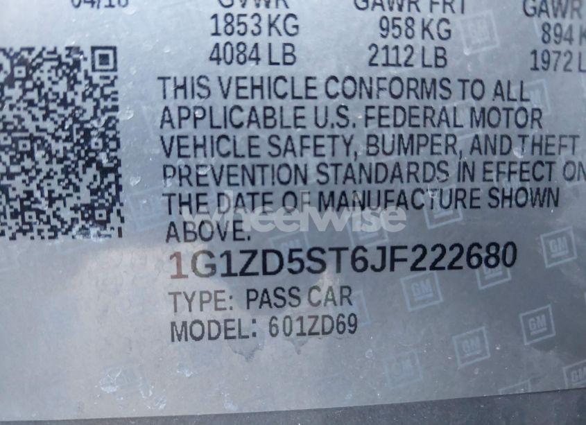 Photo 9 of 2018 Chevrolet Malibu LT (VIN 1G1ZD5ST6JF222680)