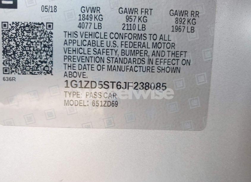 Photo 9 of 2018 Chevrolet Malibu LT (VIN 1G1ZD5ST6JF238085)