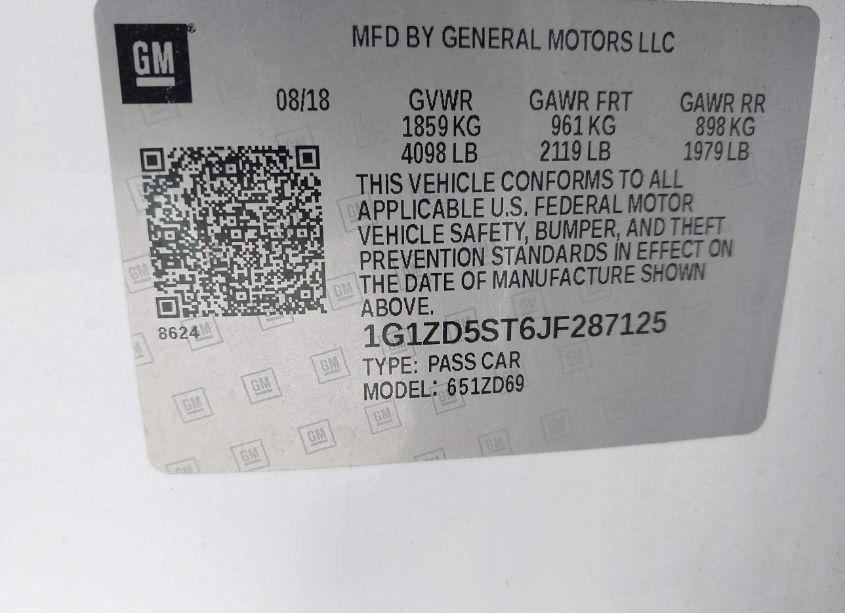 Photo 9 of 2018 Chevrolet Malibu LT (VIN 1G1ZD5ST6JF287125)