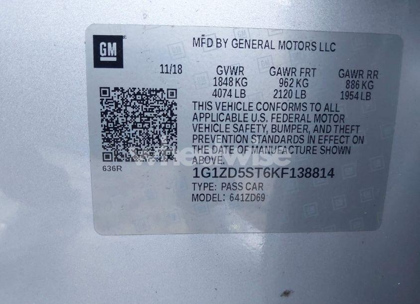 Photo 9 of 2019 Chevrolet Malibu LT (VIN 1G1ZD5ST6KF138814)