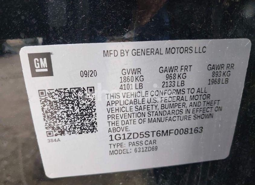 Photo 9 of 2021 Chevrolet Malibu FWD LT (VIN 1G1ZD5ST6MF008163)