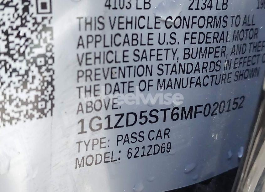 Photo 9 of 2021 Chevrolet Malibu FWD LT (VIN 1G1ZD5ST6MF020152)