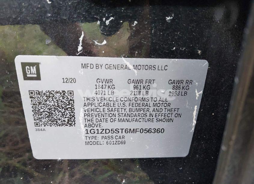 Photo 9 of 2021 Chevrolet Malibu FWD LT (VIN 1G1ZD5ST6MF056360)