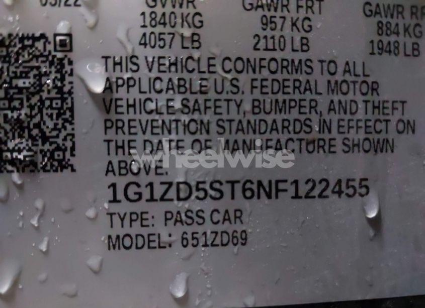 Photo 9 of 2022 Chevrolet Malibu FWD LT (VIN 1G1ZD5ST6NF122455)