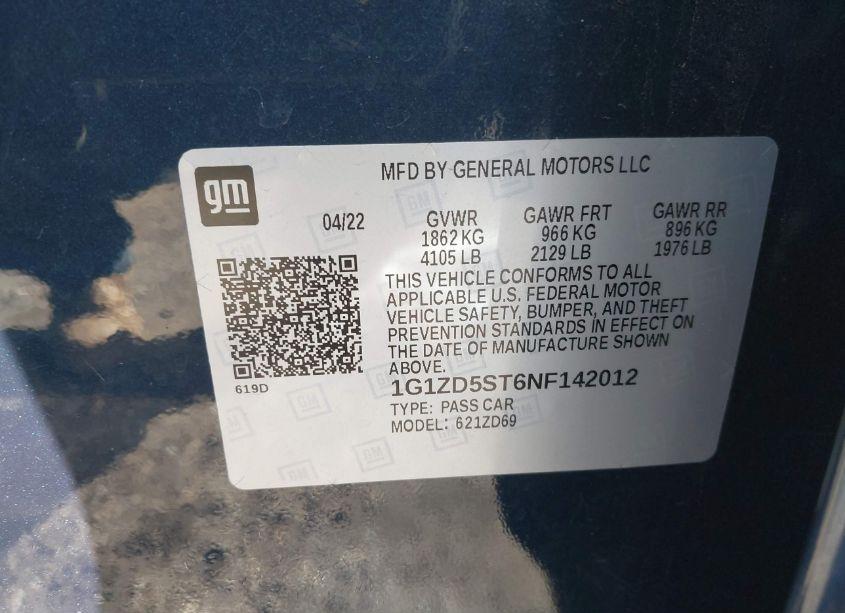 Photo 9 of 2022 Chevrolet Malibu FWD LT (VIN 1G1ZD5ST6NF142012)