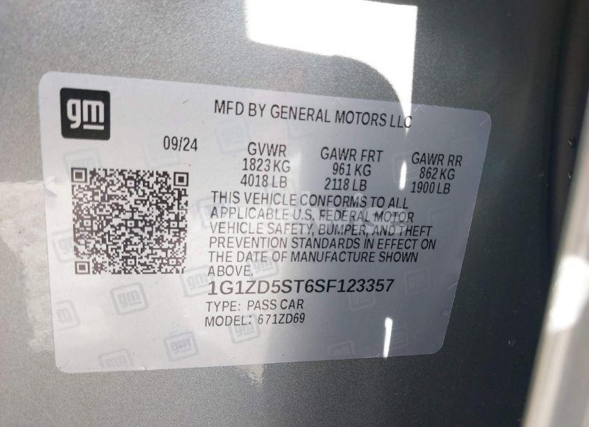 Photo 9 of 2025 Chevrolet Malibu FWD 1LT (VIN 1G1ZD5ST6SF123357)