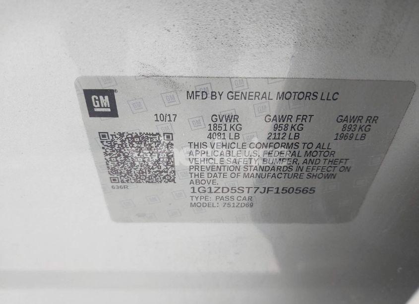 Photo 9 of 2018 Chevrolet Malibu LT (VIN 1G1ZD5ST7JF150565)