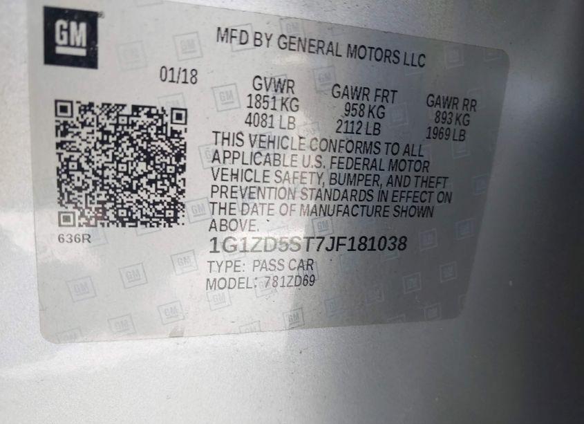 Photo 9 of 2018 Chevrolet Malibu LT (VIN 1G1ZD5ST7JF181038)