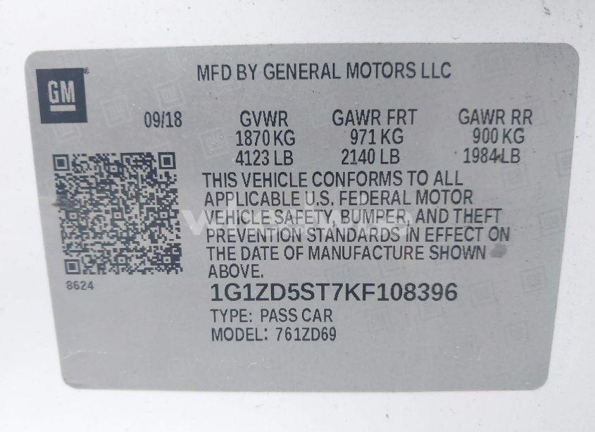 Photo 9 of 2019 Chevrolet Malibu LT (VIN 1G1ZD5ST7KF108396)