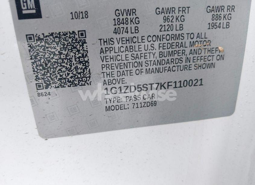 Photo 9 of 2019 Chevrolet Malibu LT (VIN 1G1ZD5ST7KF110021)