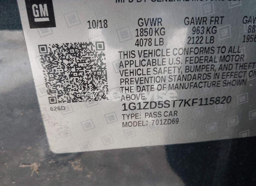 Photo 9 of 2019 Chevrolet Malibu LT (VIN 1G1ZD5ST7KF115820)